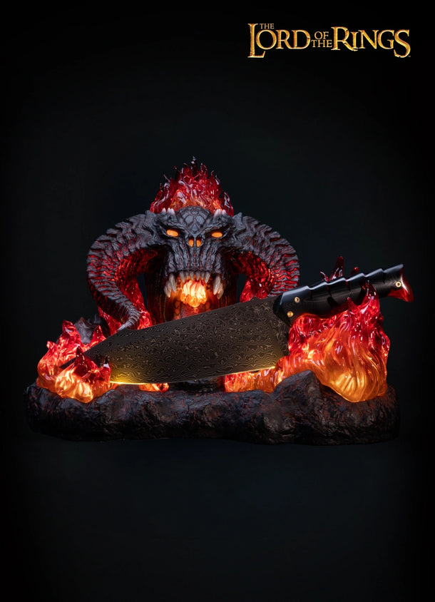 The Lord of the Rings™ x StudioForge™ | Flame of Udun™ | 8.5” Collector’s Chef Knife & Resin LED Display Stand