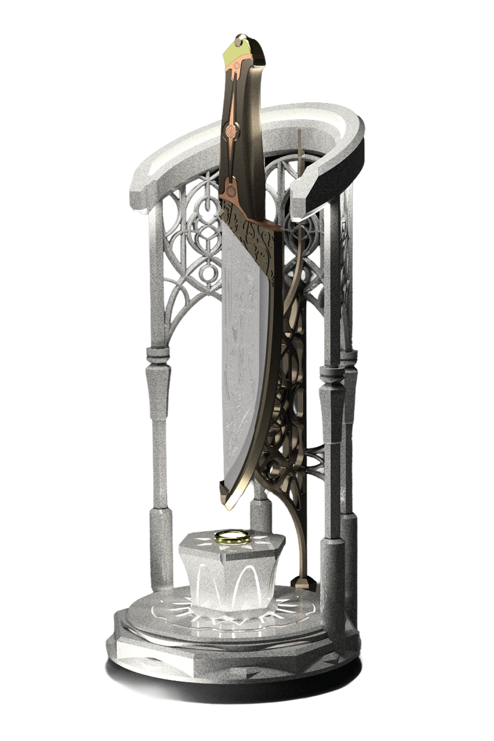 The Lord of the Rings™ 25th Anniversary  × StudioForge™ | Fellowship  of Steel | The Lord of the Rings 25th Anniversary - Chef Knife & LED Display Stand.
