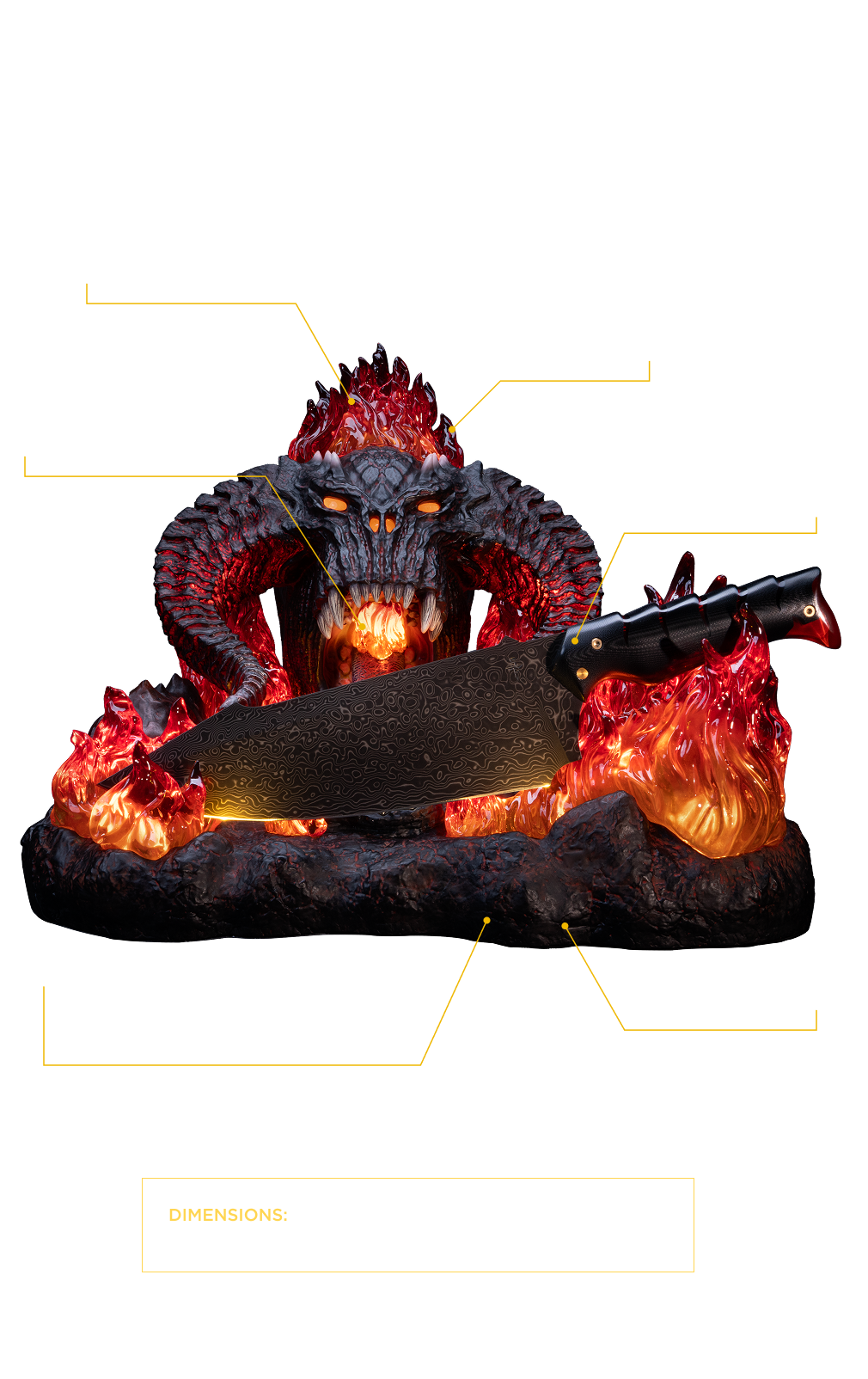 The Lord of the Rings™ x StudioForge™ | Flame of Udun™ | 8.5” Collector’s Chef Knife & Resin LED Display Stand