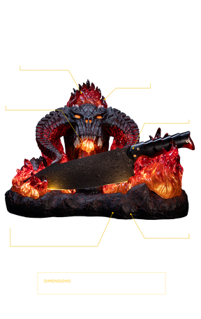 The Lord of the Rings™ x StudioForge™ | Flame of Udun™ | 8.5” Collector’s Chef Knife & Resin LED Display Stand