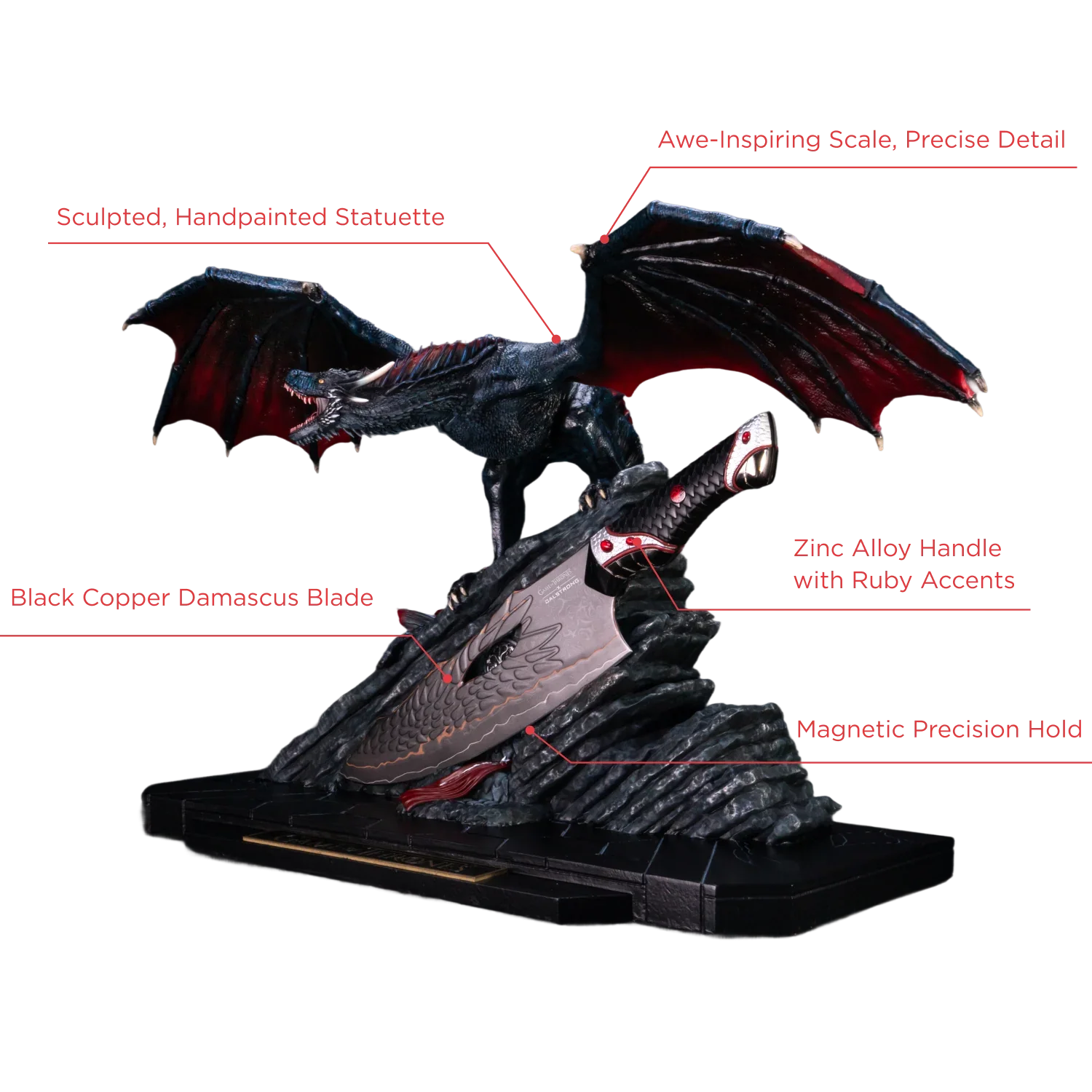 Game of Thrones™ x StudioForge™ | Drogon's Fury™ | 8.5” Collector’s Chef Knife & Sculpted Display Stand