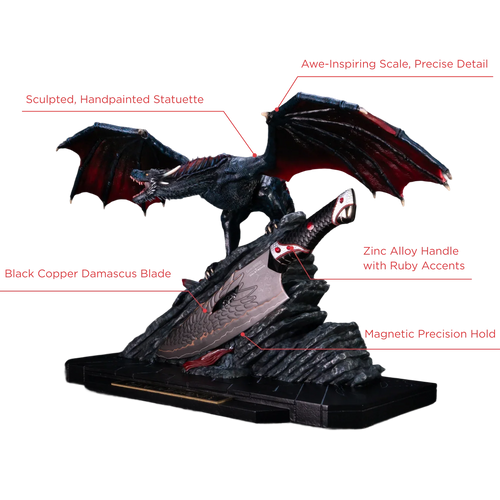 Game of Thrones™ x StudioForge™ | Drogon's Fury™ | 8.5” Collector’s Chef Knife & Sculpted Display Stand