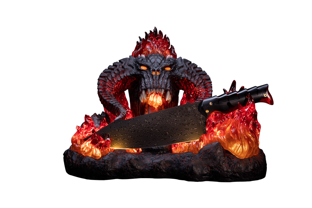 The Lord of the Rings™ x StudioForge™ | Flame of Udun™ | 8.5” Collector’s Chef Knife & Resin LED Display Stand