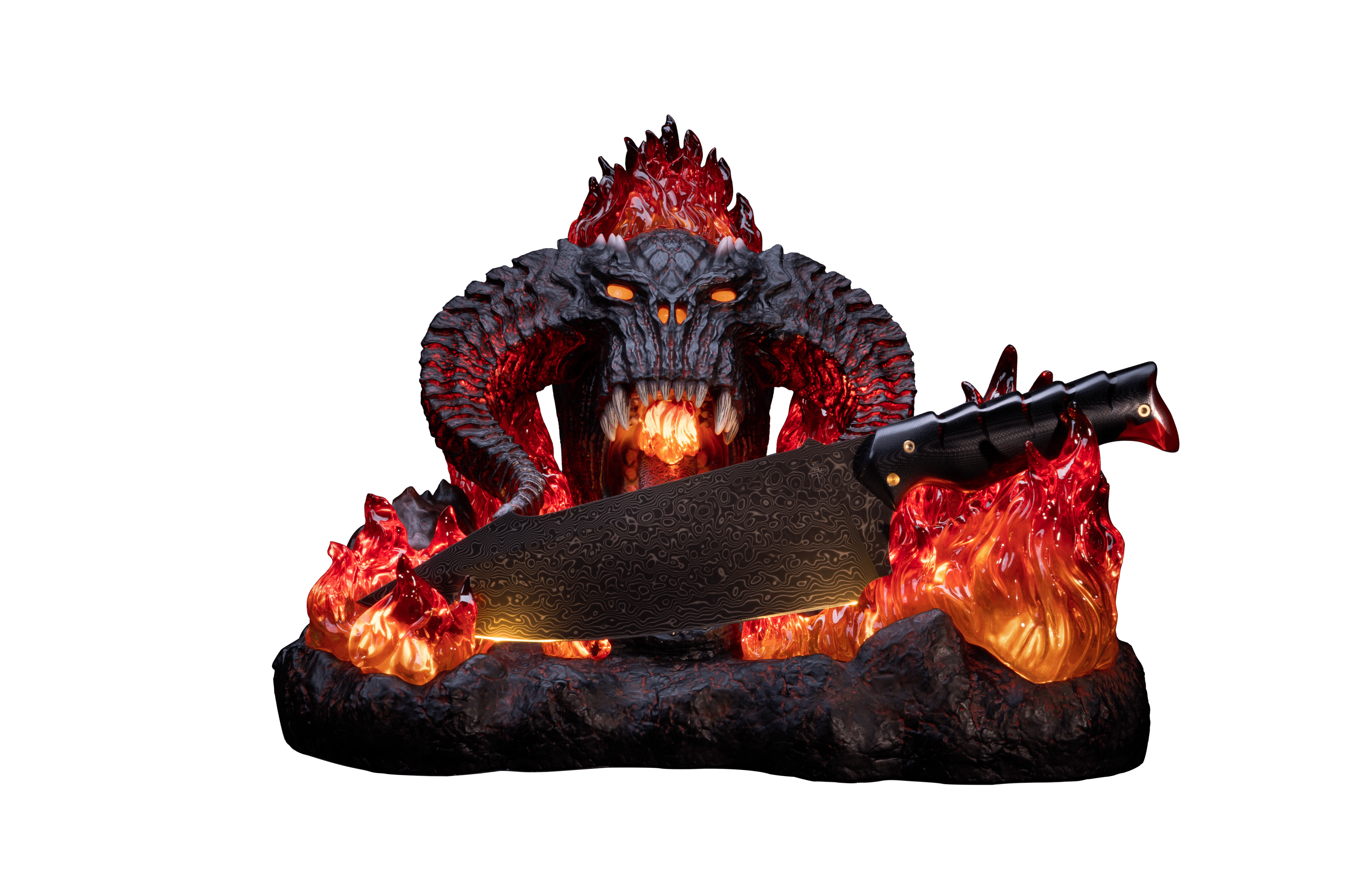 The Lord of the Rings™ x StudioForge™ | Flame of Udun™ | 8.5” Collector’s Chef Knife & Resin LED Display Stand