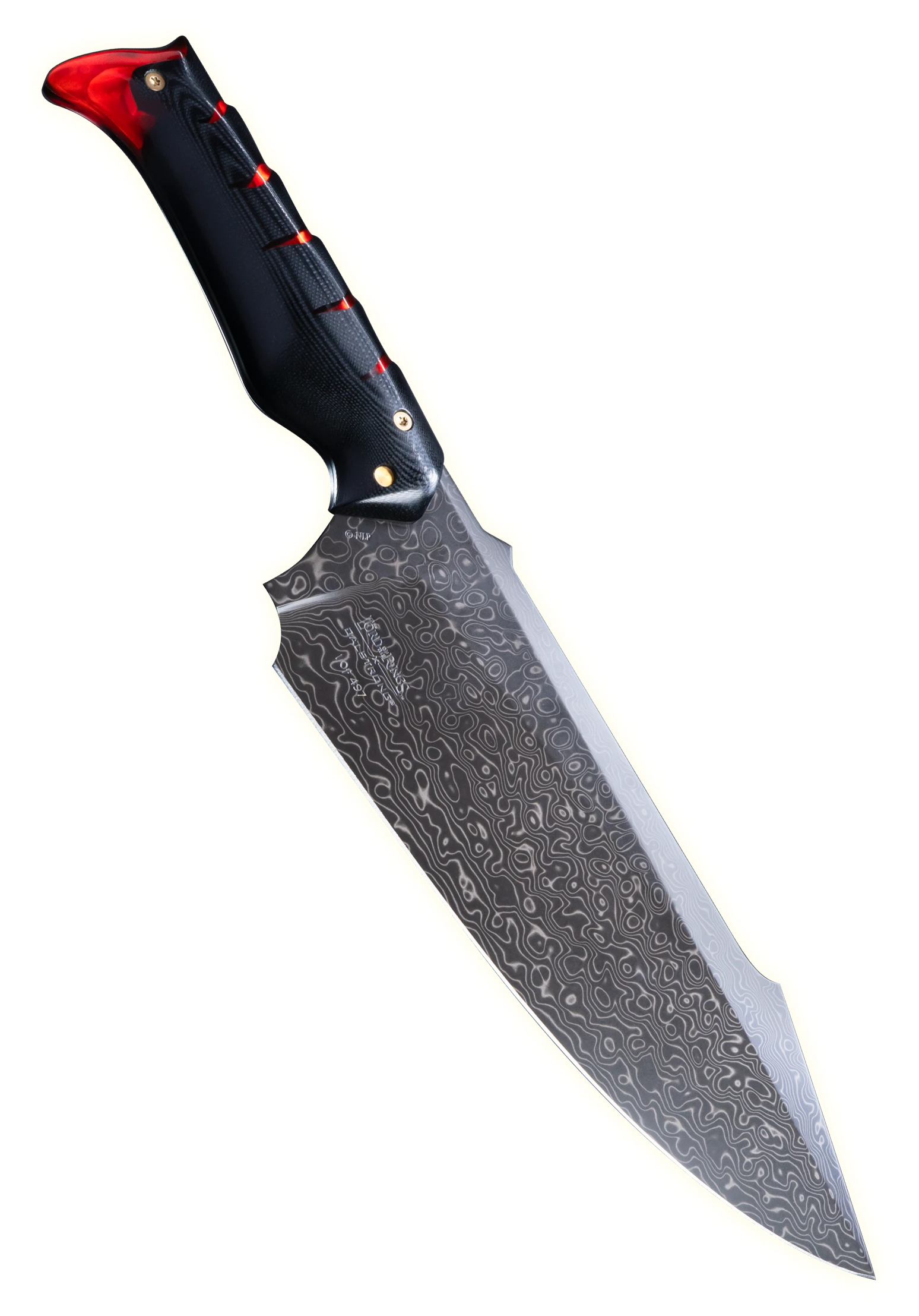 A forged Damascus chef knife